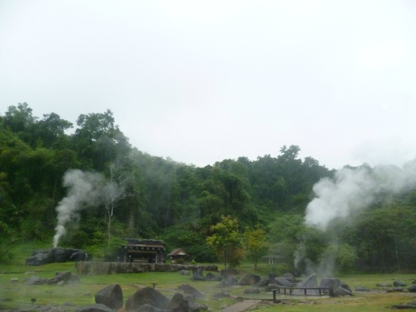 Steam coming out of the hot pools