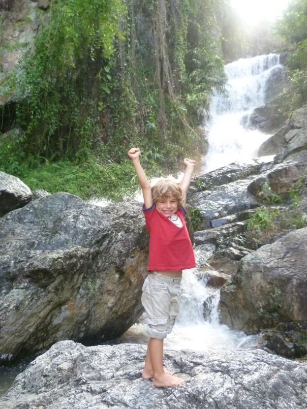 Fin happy to be at the waterfall!